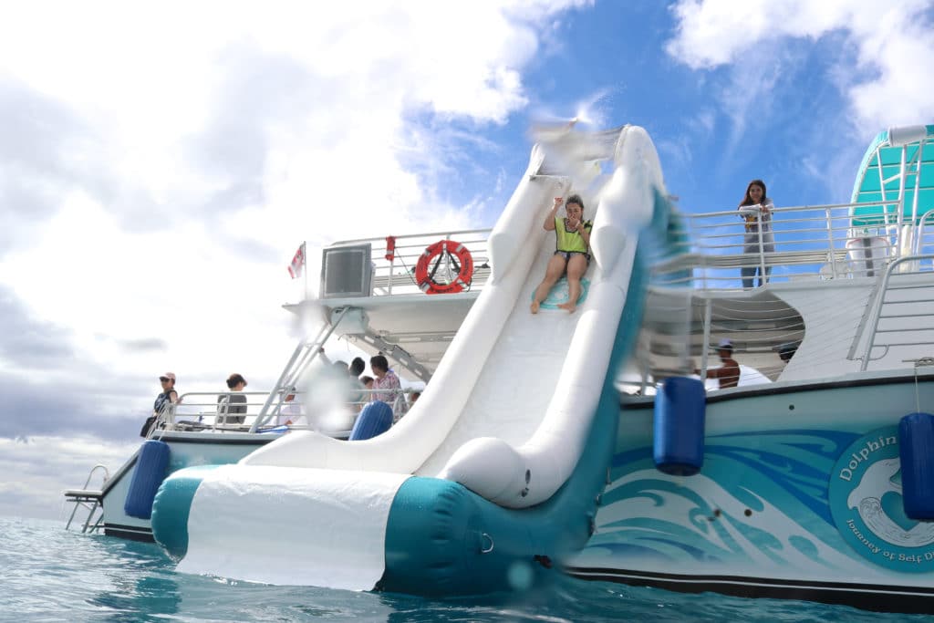 water slide on a boat